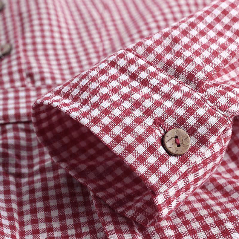 Women's Buttons Long Sleeve Checked Pattern Shirt