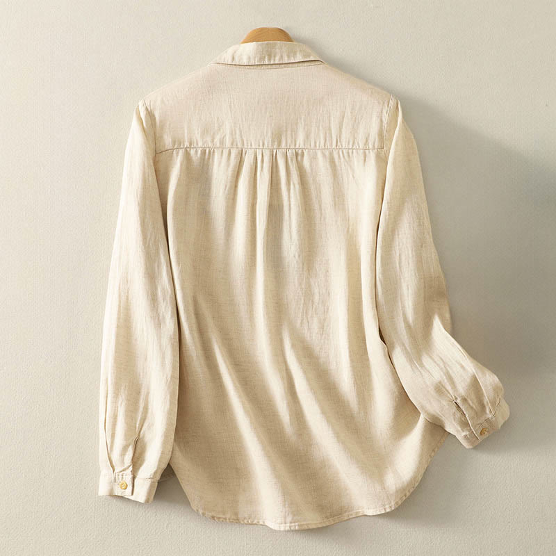 Lightweight Embroidered Floral Mindful Long-Sleeve Shirt