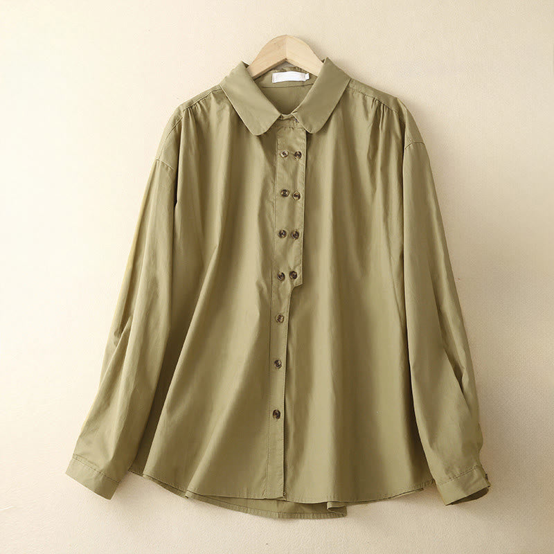 Breathable Cotton Double-Breasted Mindful Lapel Shirt