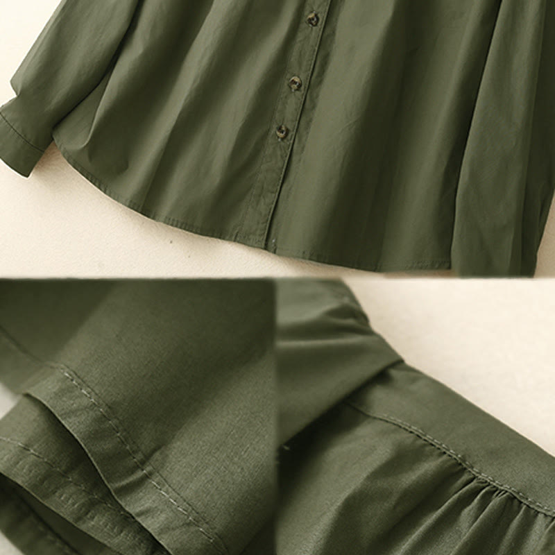 Breathable Cotton Double-Breasted Mindful Lapel Shirt