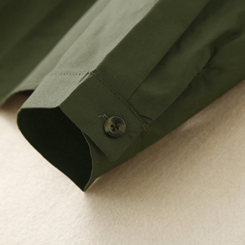 Breathable Cotton Double-Breasted Mindful Lapel Shirt