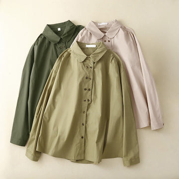 Breathable Cotton Double-Breasted Mindful Lapel Shirt