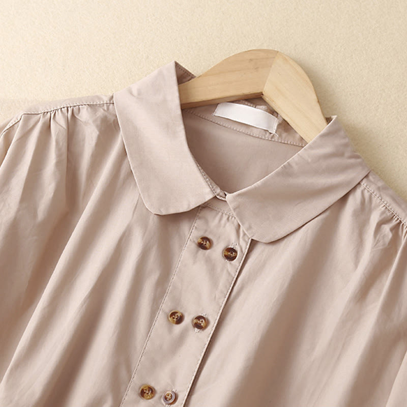 Breathable Cotton Double-Breasted Mindful Lapel Shirt
