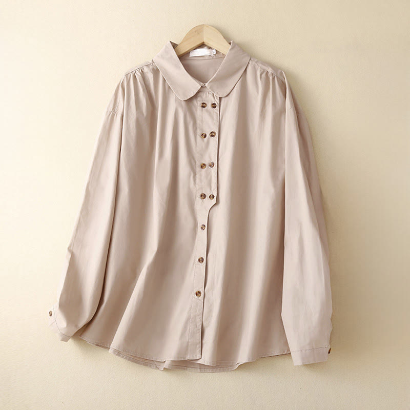 Breathable Cotton Double-Breasted Mindful Lapel Shirt