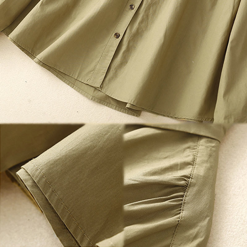 Breathable Cotton Double-Breasted Mindful Lapel Shirt