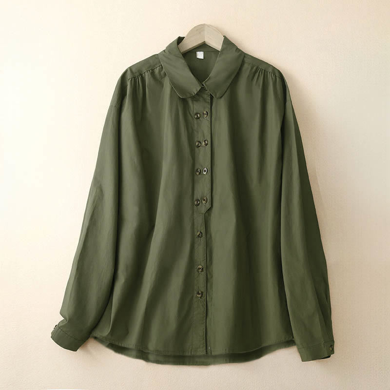 Breathable Cotton Double-Breasted Mindful Lapel Shirt