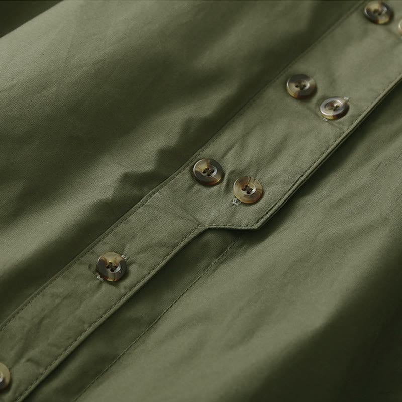 Breathable Cotton Double-Breasted Mindful Lapel Shirt