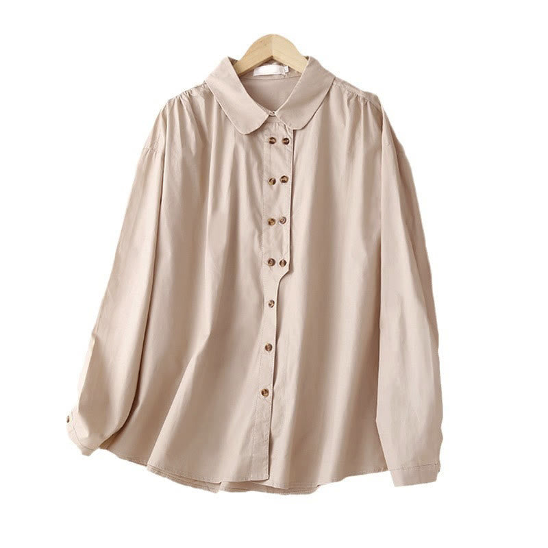 Breathable Cotton Double-Breasted Mindful Lapel Shirt