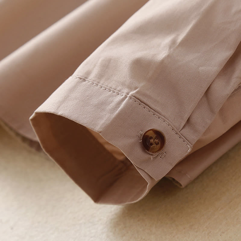 Breathable Cotton Double-Breasted Mindful Lapel Shirt