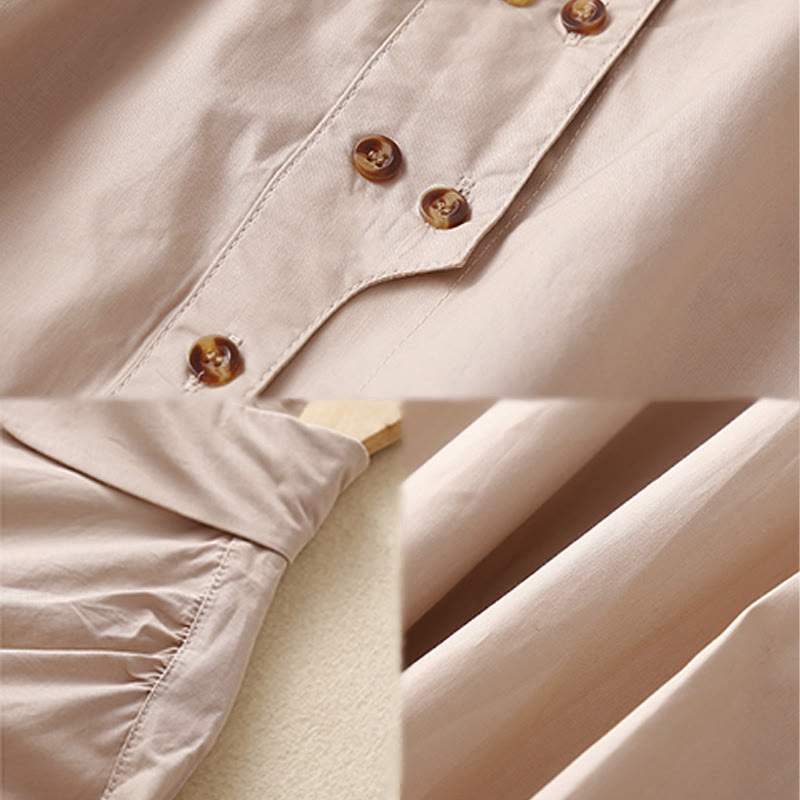 Breathable Cotton Double-Breasted Mindful Lapel Shirt