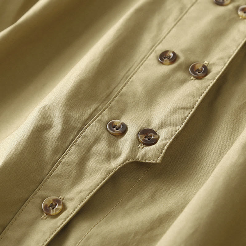 Breathable Cotton Double-Breasted Mindful Lapel Shirt