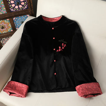 Structured Botanical Print Thermal Meditation Jacket