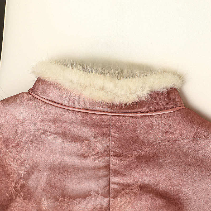 Structured Botanical Frog-Button Cold-Weather Ritual Jacket