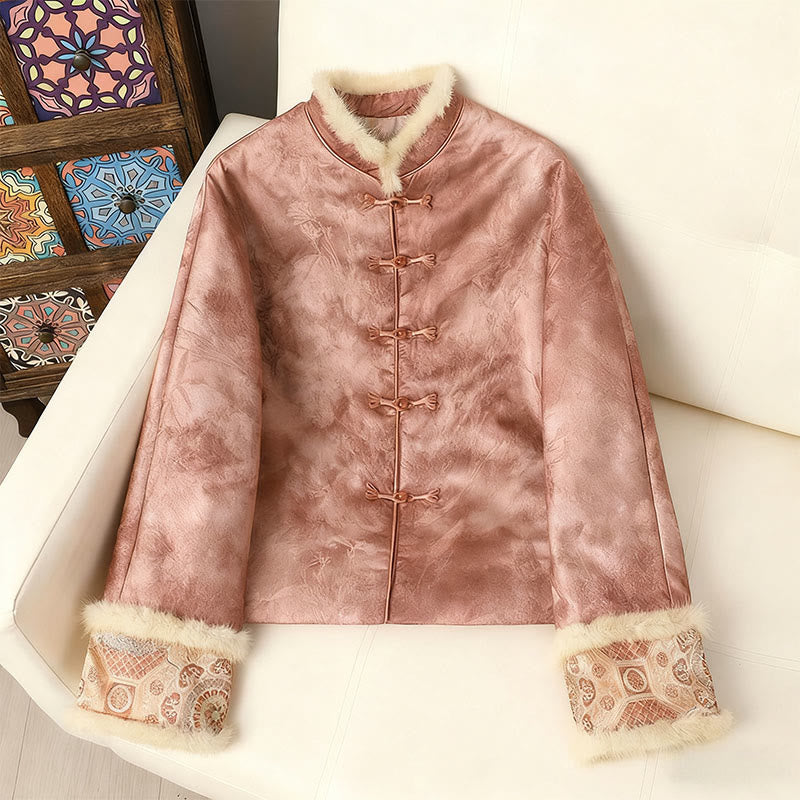 Structured Botanical Frog-Button Cold-Weather Ritual Jacket