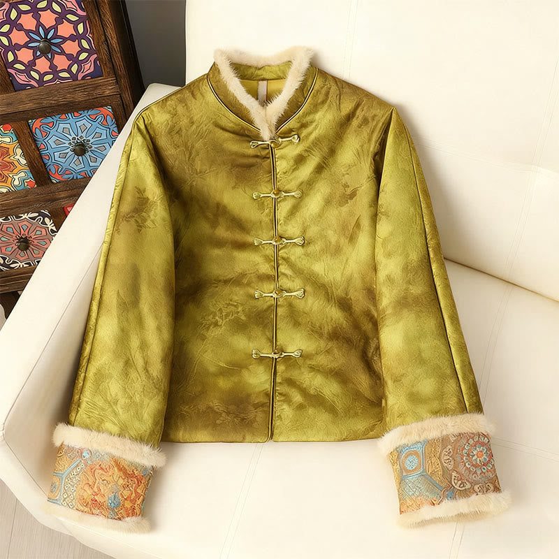 Structured Botanical Frog-Button Cold-Weather Ritual Jacket