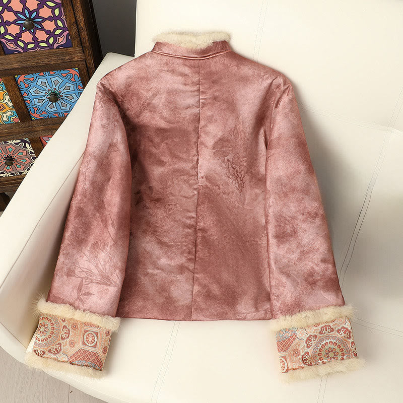 Structured Botanical Frog-Button Cold-Weather Ritual Jacket