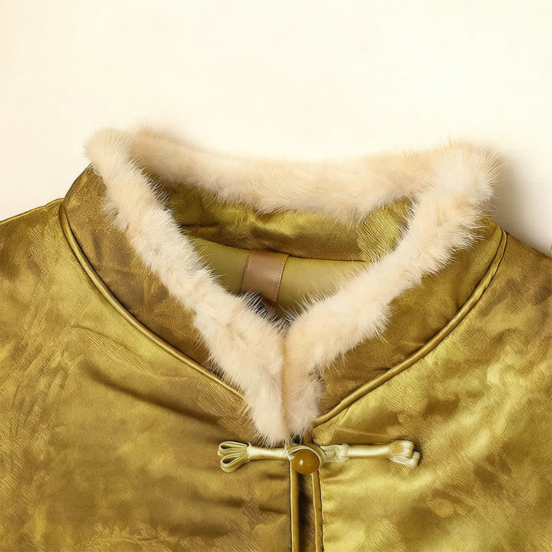 Structured Botanical Frog-Button Cold-Weather Ritual Jacket