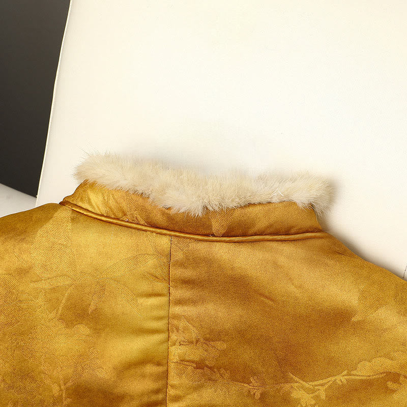 Structured Botanical Frog-Button Cold-Weather Ritual Jacket