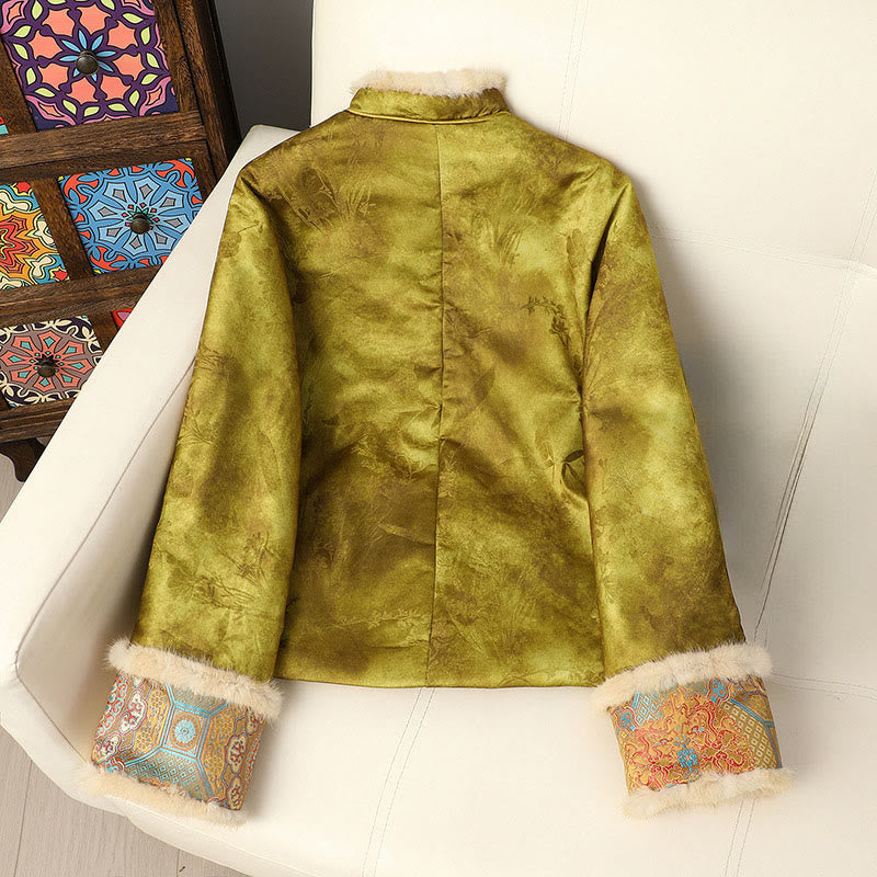 Structured Botanical Frog-Button Cold-Weather Ritual Jacket