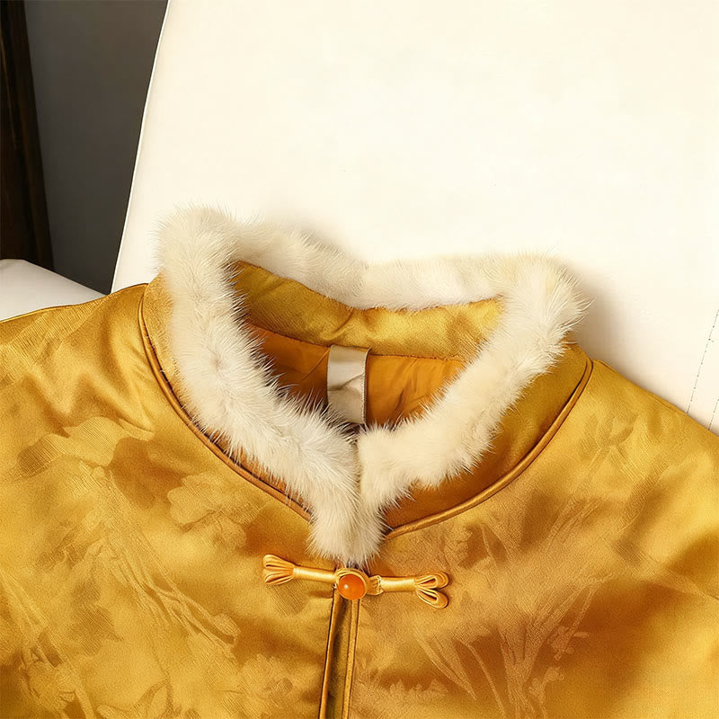 Structured Botanical Frog-Button Cold-Weather Ritual Jacket
