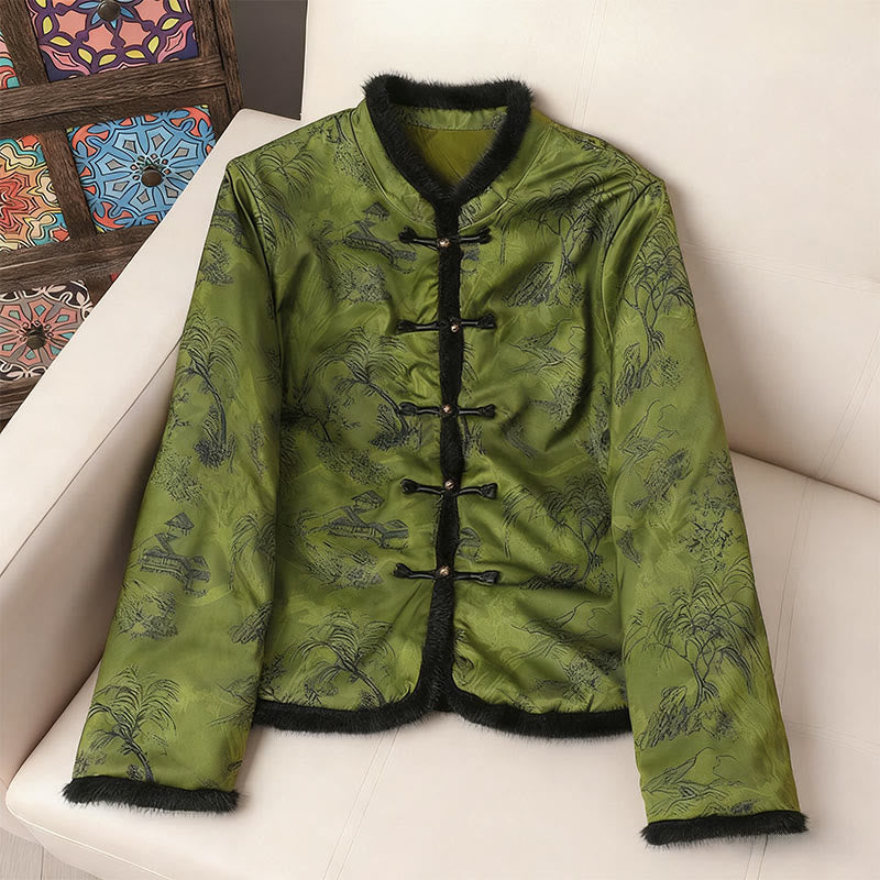 Structured Botanical Frog-Button Meditation Jacket