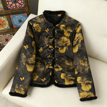 Structured Botanical Frog-Button Meditation Jacket