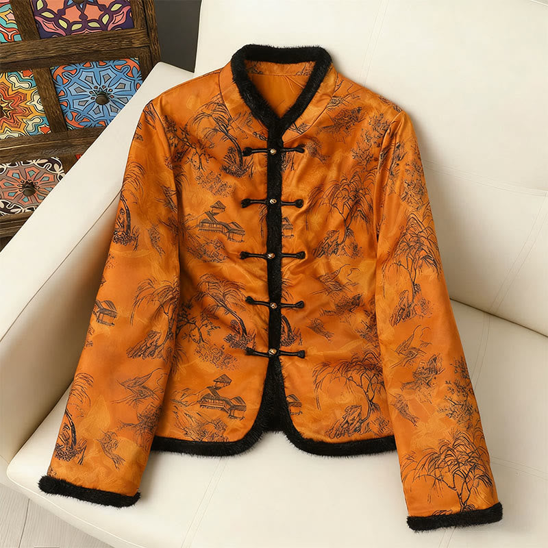 Structured Botanical Frog-Button Meditation Jacket