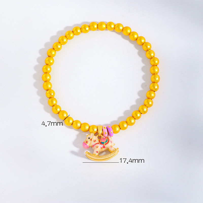 24k Gold Plated Copper Beads Chinese Zodiac Horse Charm Bracelet