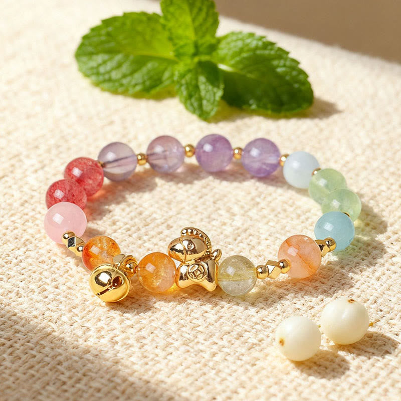 Year Of The Horse Citrine Amethyst Various Crystals Protection Bracelet