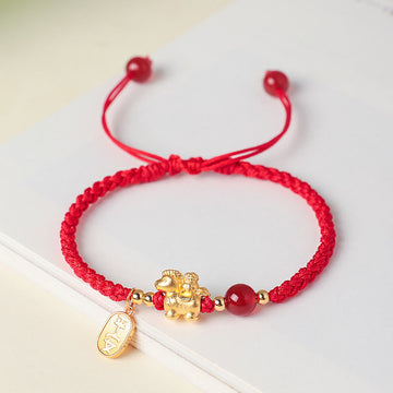 999 Sterling Silver Year Of The Horse Peaceful And Rich Success String Bracelet
