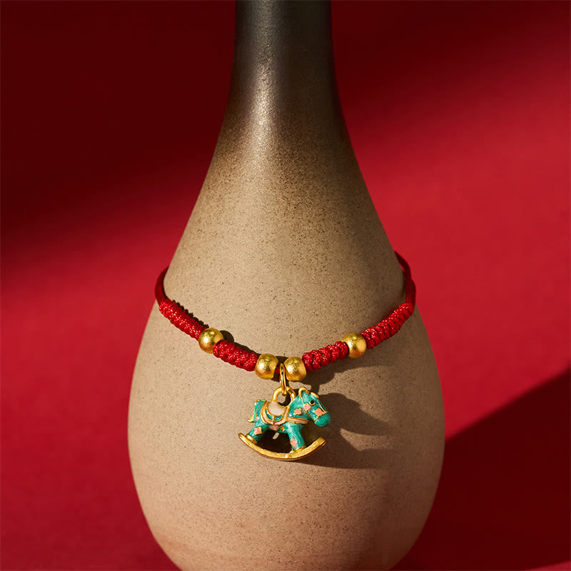 Year Of The Horse Lucky Beads Red String Protection Adjustable Braided Bracelet