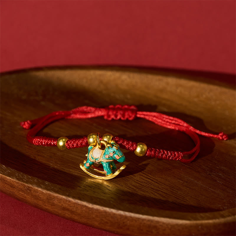 Year Of The Horse Lucky Beads Red String Protection Adjustable Braided Bracelet