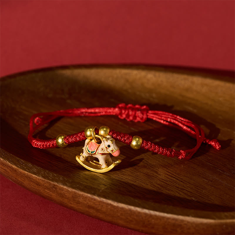 Year Of The Horse Lucky Beads Red String Protection Adjustable Braided Bracelet