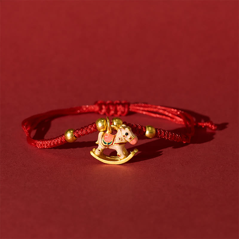 Year Of The Horse Lucky Beads Red String Protection Adjustable Braided Bracelet