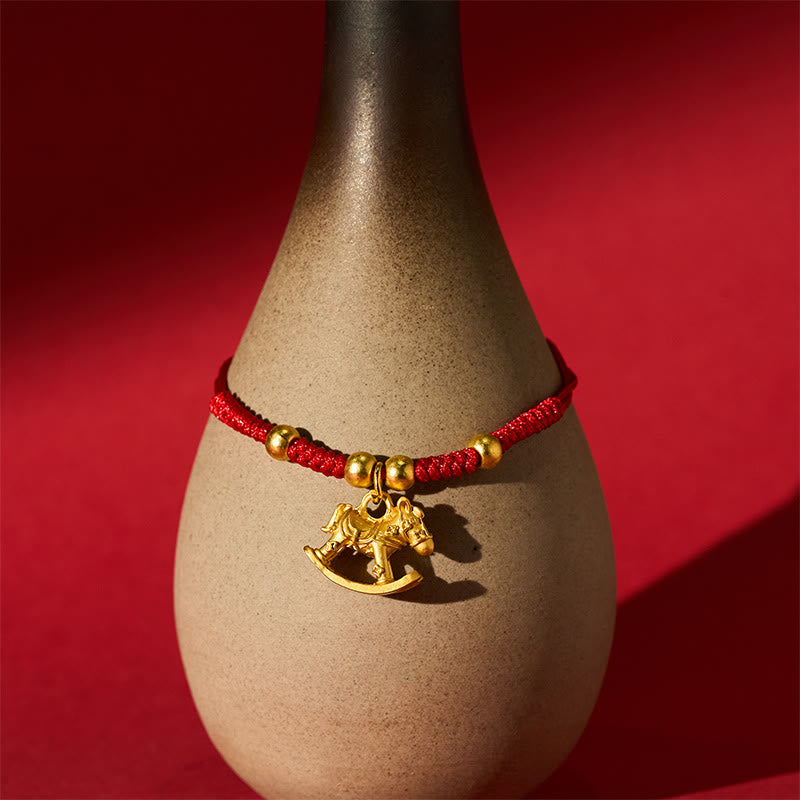 Year Of The Horse Lucky Beads Red String Protection Adjustable Braided Bracelet