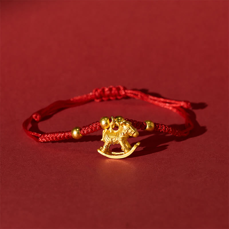 Year Of The Horse Lucky Beads Red String Protection Adjustable Braided Bracelet