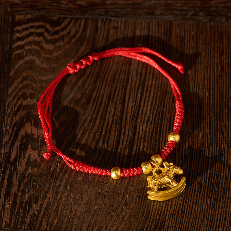 Year Of The Horse Lucky Beads Red String Protection Adjustable Braided Bracelet