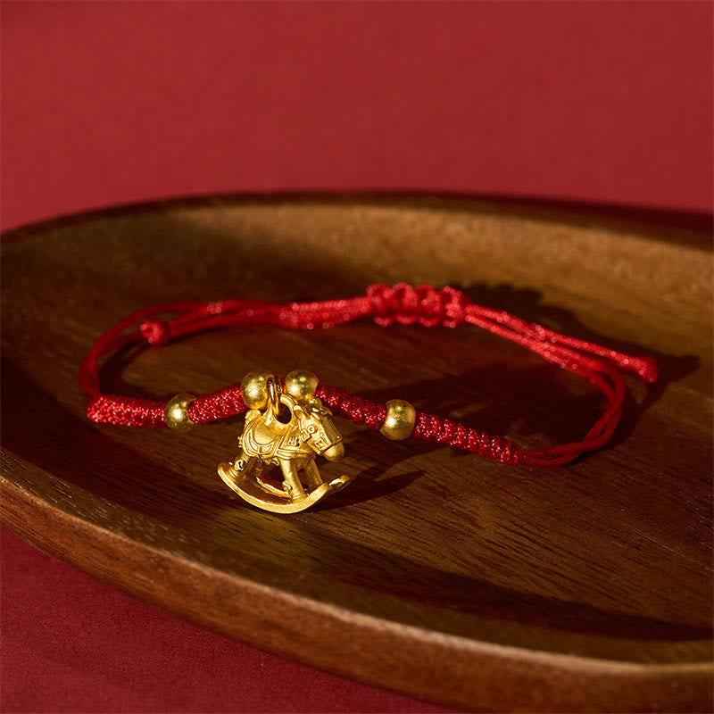Year Of The Horse Lucky Beads Red String Protection Adjustable Braided Bracelet