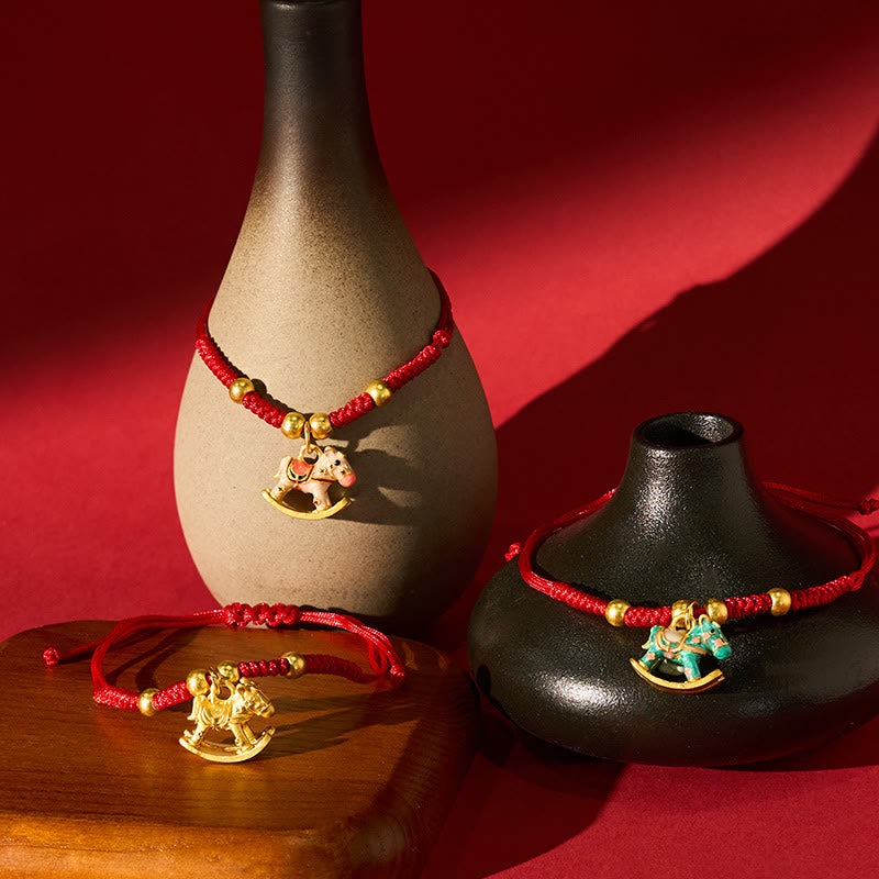 Year Of The Horse Lucky Beads Red String Protection Adjustable Braided Bracelet