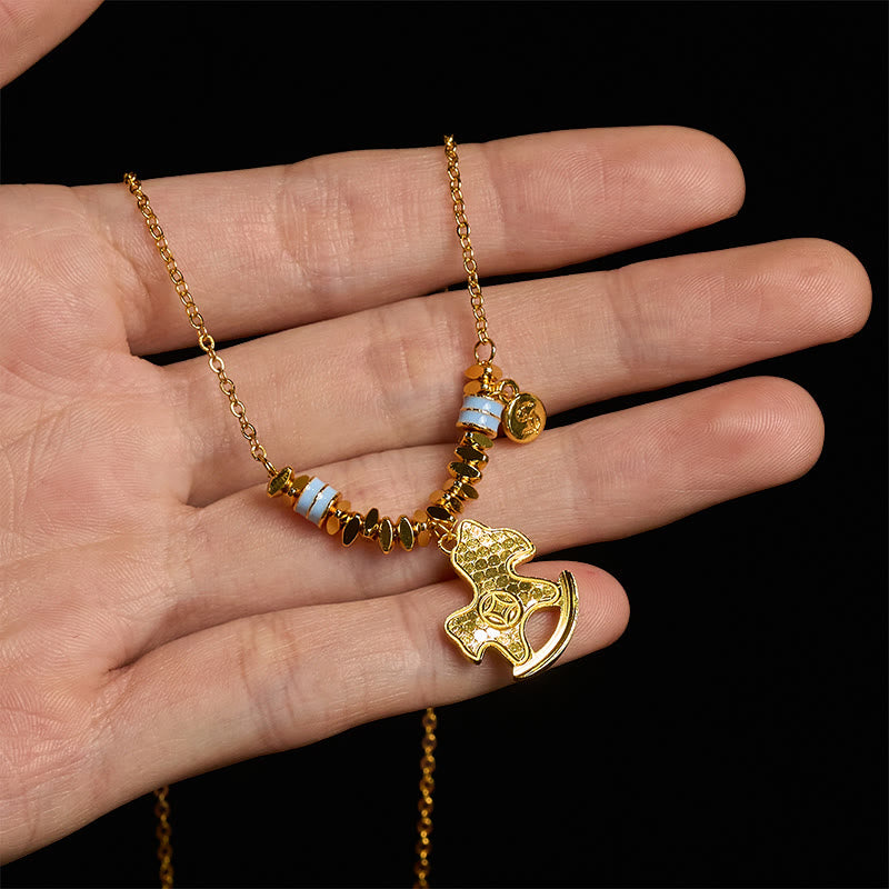 Golden Year Of The Horse Copper Balance Luck Necklace Pendant