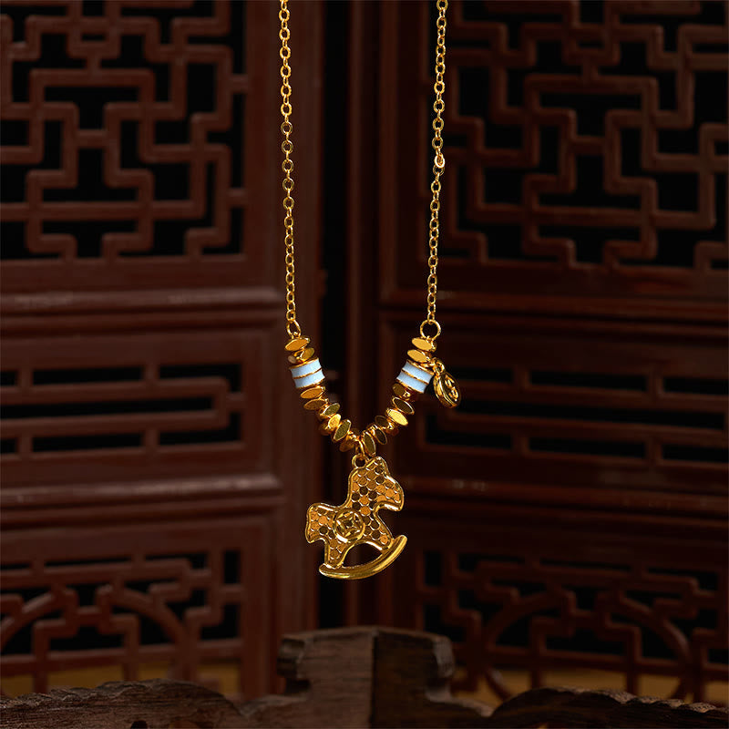 Golden Year Of The Horse Copper Balance Luck Necklace Pendant