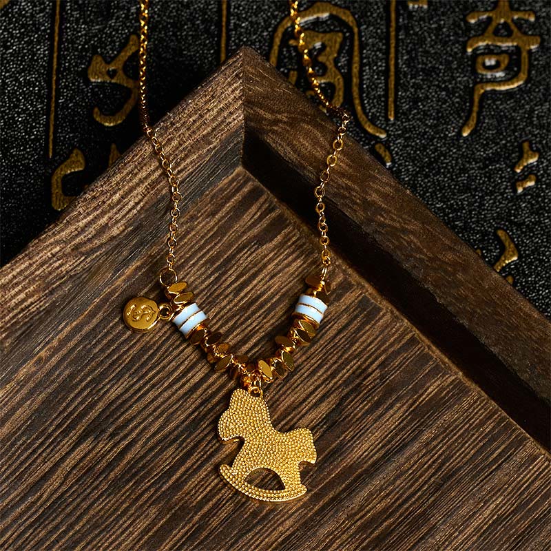 Golden Year Of The Horse Copper Balance Luck Necklace Pendant