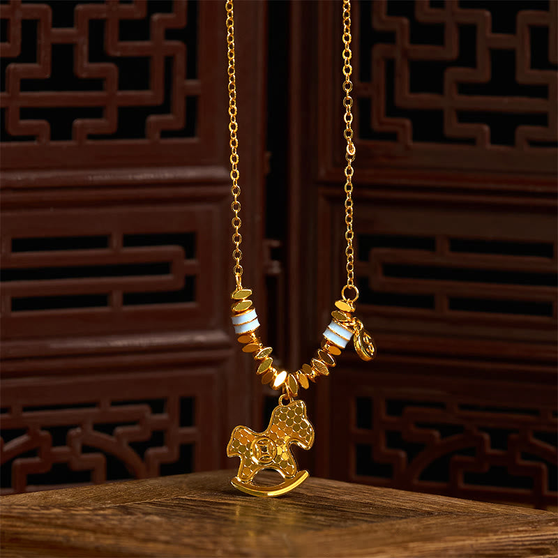 Golden Year Of The Horse Copper Balance Luck Necklace Pendant