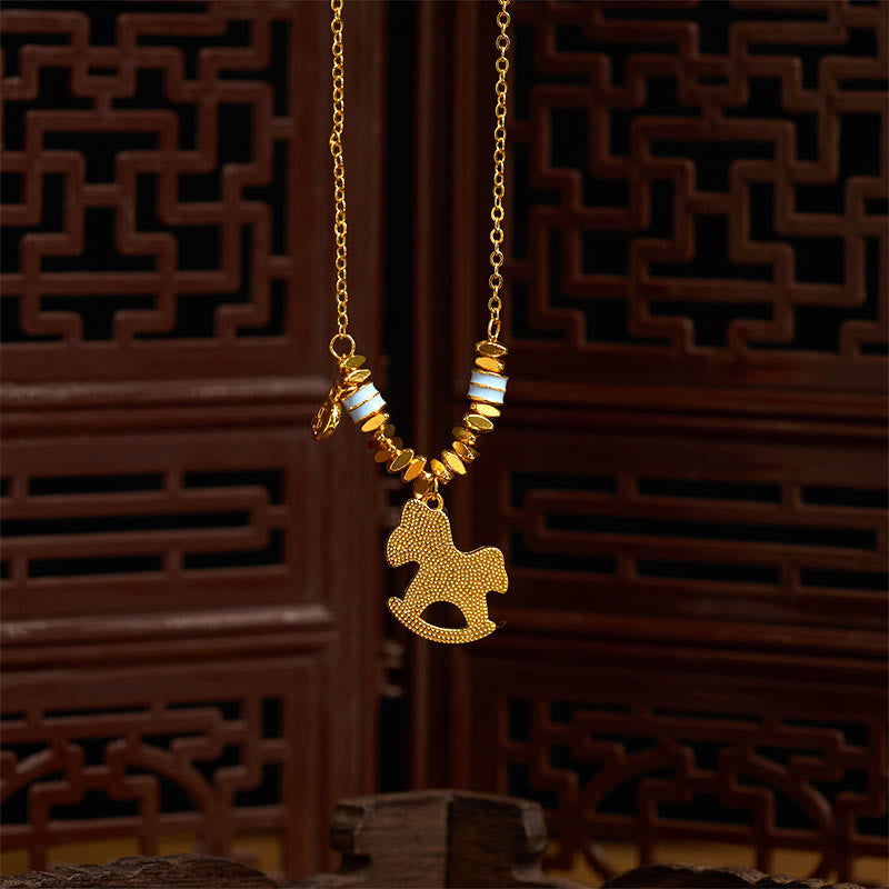 Golden Year Of The Horse Copper Balance Luck Necklace Pendant
