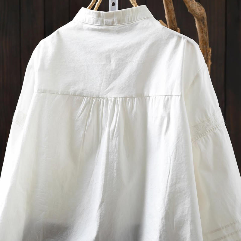 Breathable Cotton Pleated Stand-Collar Mindful Shirt