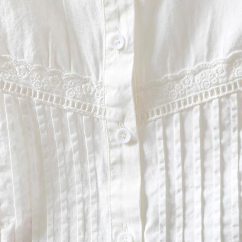 Breathable Cotton Pleated Stand-Collar Mindful Shirt