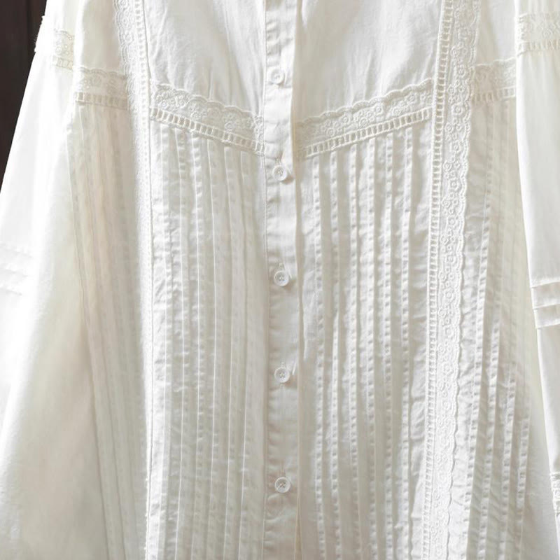 Breathable Cotton Pleated Stand-Collar Mindful Shirt