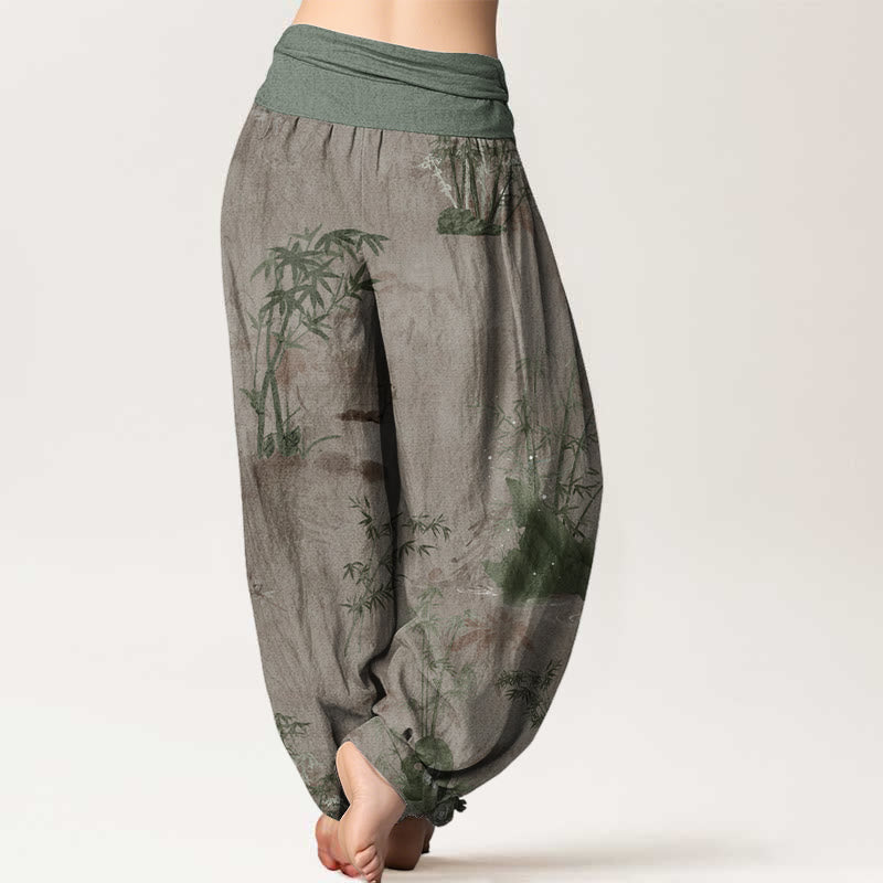 Tactile Cotton Bamboo Ink Relaxed Meditation Harem Pants