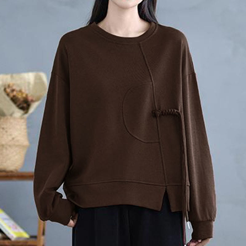 Tactile Cotton Frog-Button Women's Meditation Sweatshirt