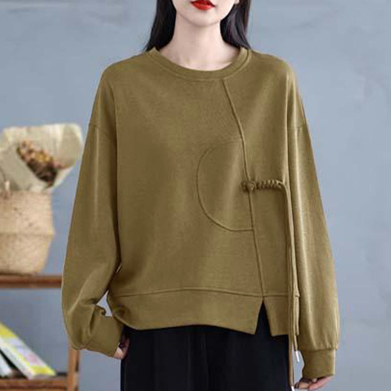 Tactile Cotton Frog-Button Women's Meditation Sweatshirt